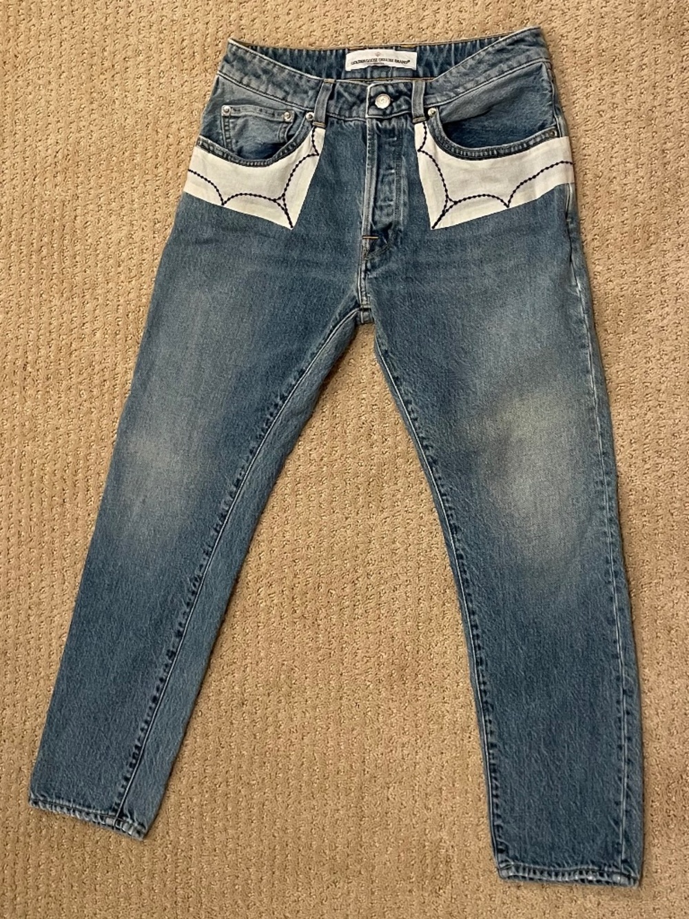 Golden Goose Judy Jeans size 25 G35WP008 Vintage Wash Western Canvas Patch Italy